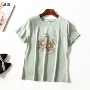 249728 夏T恤 女中长款短袖套头.L.2XL.3XL.4XL