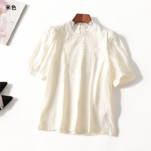 圆领五分袖 411535新款 国风天丝夏中长款 25年夏季 上衣 女装