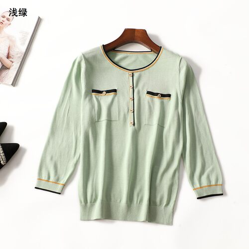 249925 秋针织衫 女中长款九分袖套头.M.L.XL.2XL.3XL.4XL