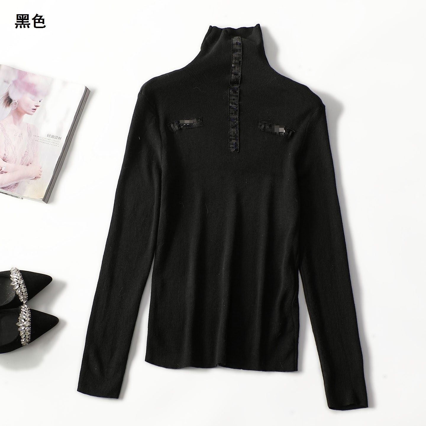 248111 秋针织衫 女中长款长袖套头