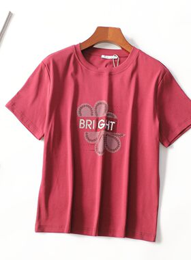 414460 夏T恤 女中长款短袖套头.M.L.3XL
