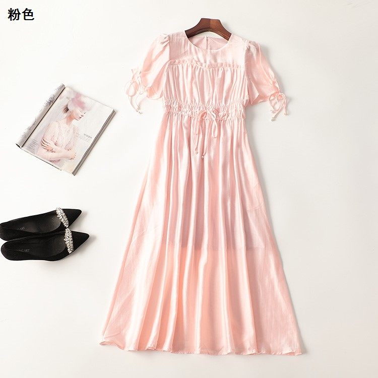 410845强推南油金晖更高货设计师品牌原创奢华天丝夏长款连衣裙