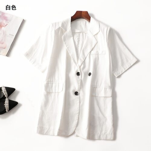 246327 夏西装 女中长款短袖单排扣.M.L.XL