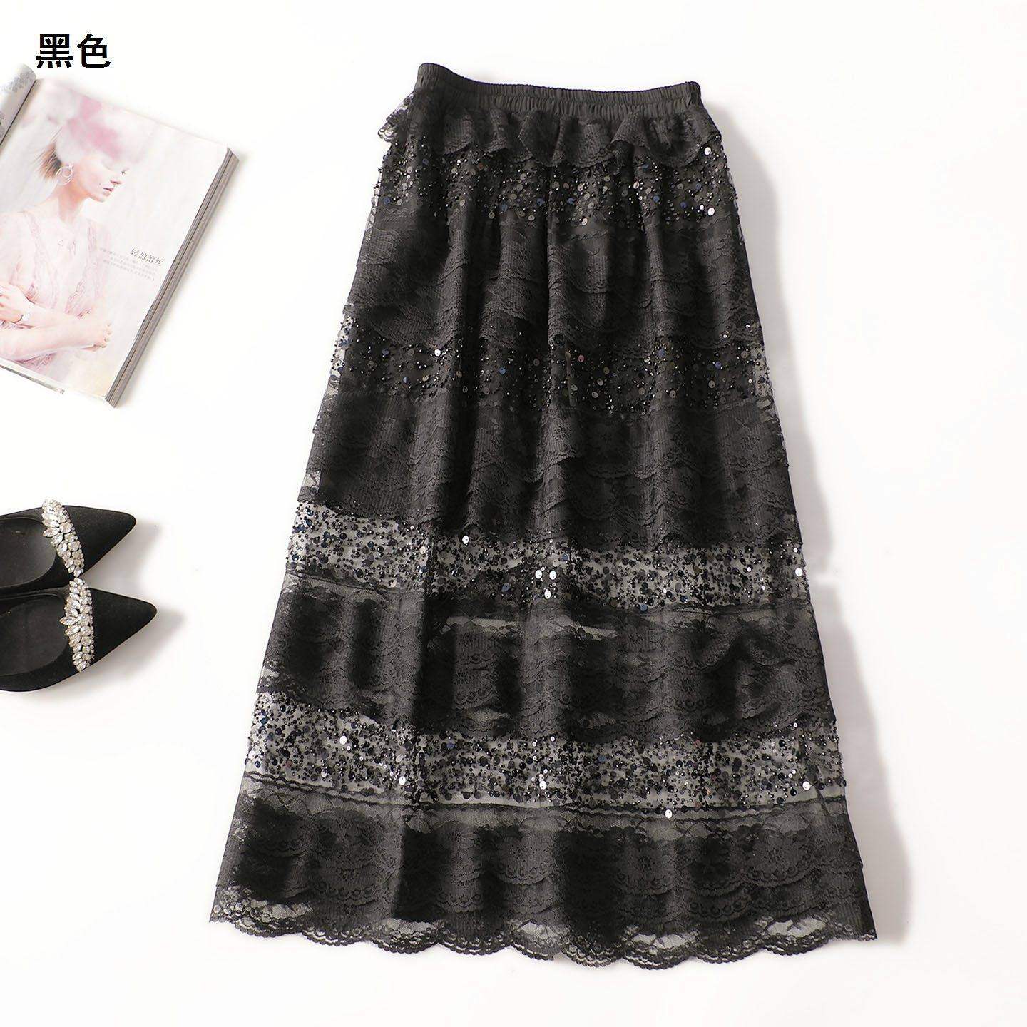 411650 夏半身裙 女钉珠蕾丝蛋糕裙加长现货,女装/女士精品,半身裙,淘宝优惠券,粉丝福利购,淘宝优惠卷