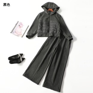 413179 冬羽绒服裤子套装 女长款长袖拉链.M.L.XL