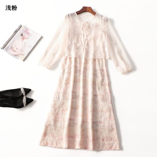 246190 春衬衣长裙套装 女加长款长袖单排扣.S.M.L
