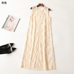 连衣裙 圆领无袖 410920超值精品女装 镂空蕾丝夏加长款