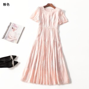 411778 夏连衣裙 女加长款短袖圆领.M.L