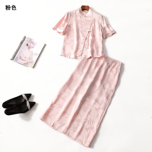 248717 夏上衣半身裙套装 深圳女长款短袖单排扣.S.M.XL