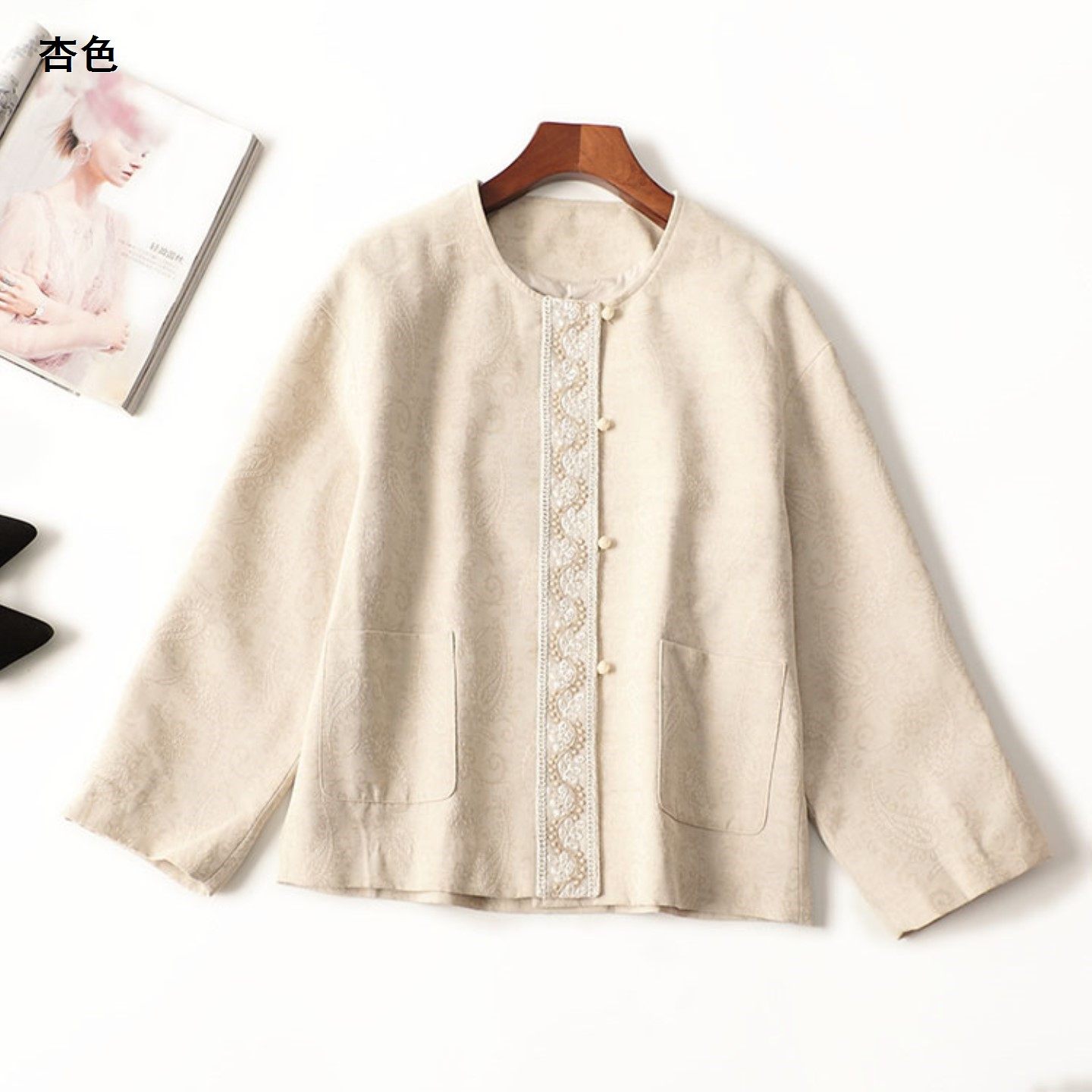 411195 秋外套 女钉珠中长款长袖圆领,女装/女士精品,短外套,淘宝优惠券,粉丝福利购,淘宝优惠卷