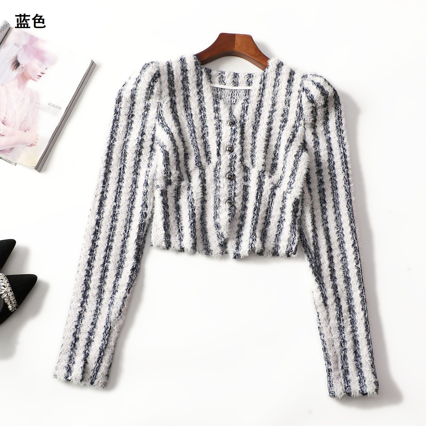 413473新款南油欧货高端女装洋气设计款春短款单排扣长袖上衣,女装/女士精品,T恤,淘宝优惠券,粉丝福利购,淘宝优惠卷