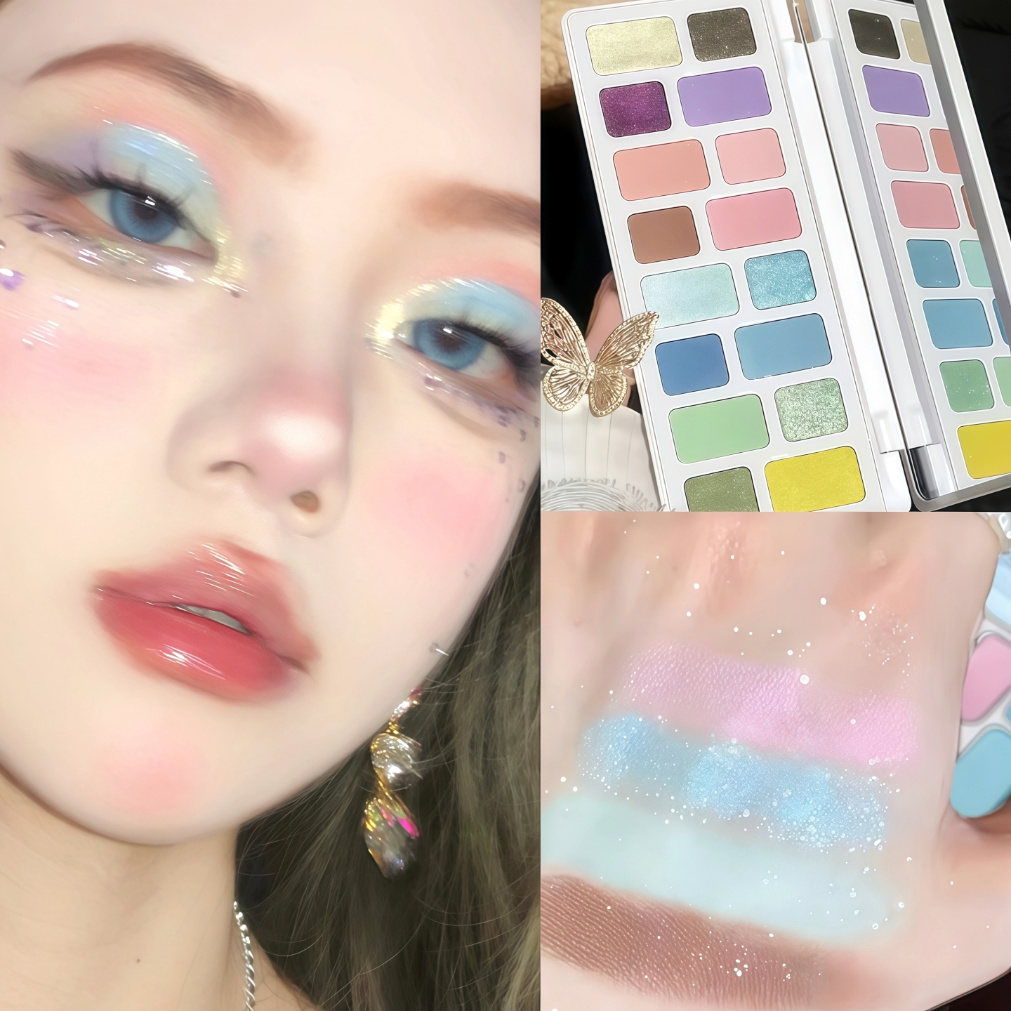 16色彩色眼影盘多色烟熏韩妆爆闪