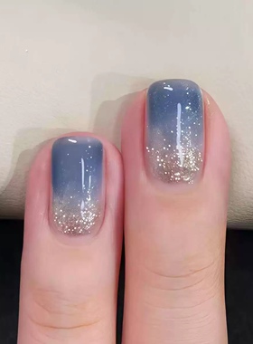蓝色和流沙金 夏日海边美甲！twomoons指甲油2025新款免烤快干女