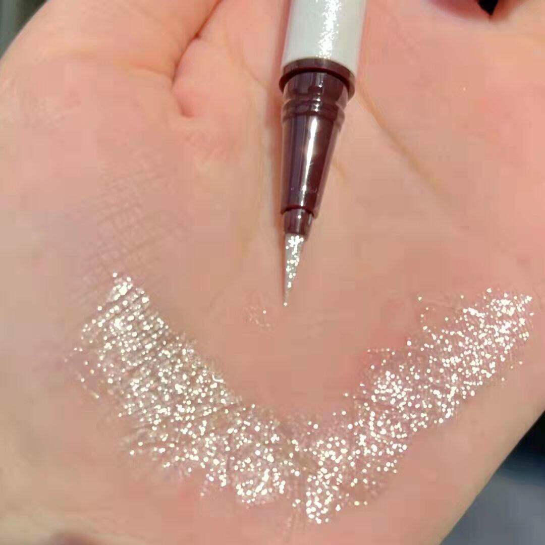纯欲之神!银色爆闪提亮学生碎钻眼线笔彩色持久防水卧蚕高光液体