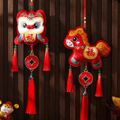 新年挂件2026马年刺绣福包福字挂饰春节过年装饰入户门背景墙挂件