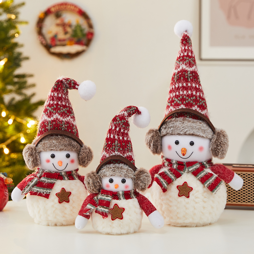 圣诞节装饰品雪人娃娃公仔玩偶桌面摆件商场酒店场景柜台橱窗布置