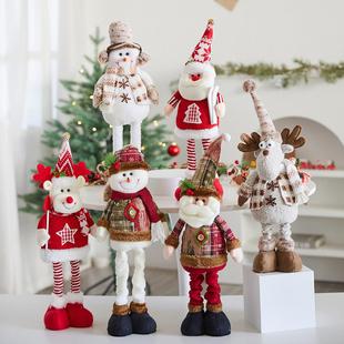 圣诞节装饰品伸缩公仔站姿圣诞老人雪人玩偶商场酒店橱窗布置摆件
