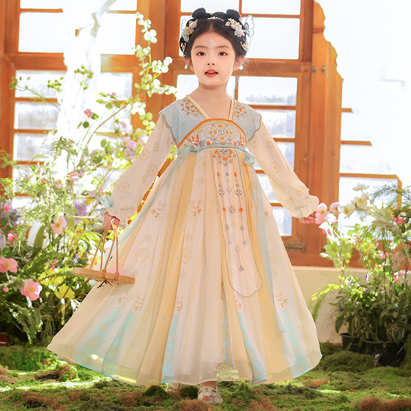2026新款汉服古装女孩中国风儿童女童连衣裙童装古风宝宝春季唐装