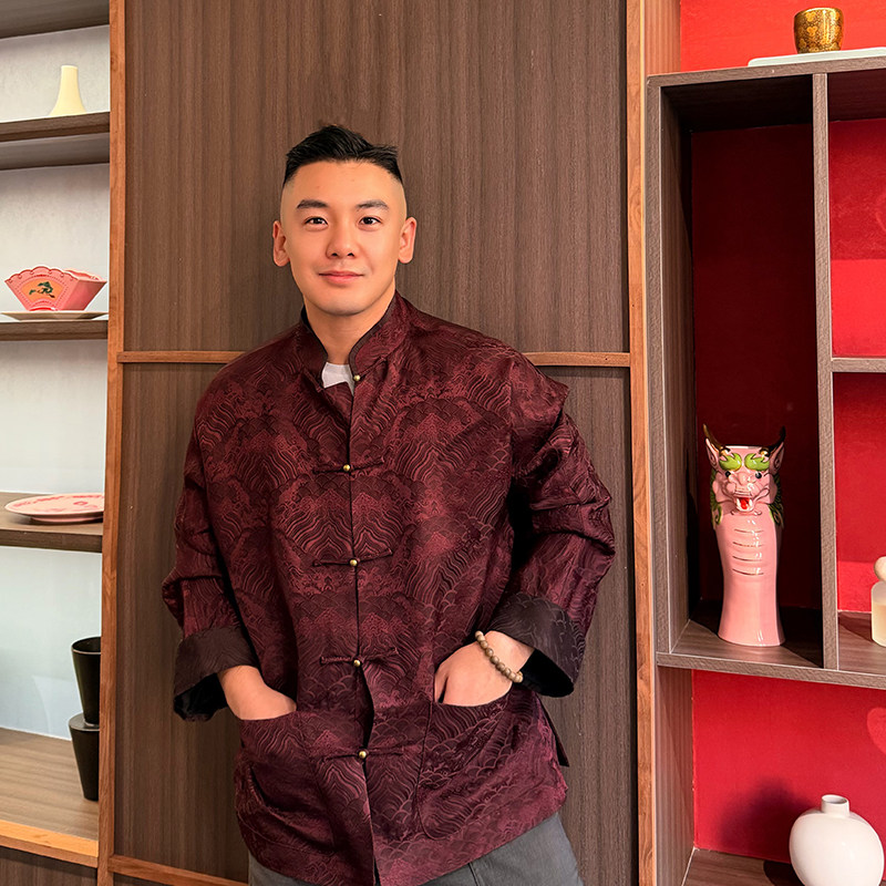 红海三重门原创男高端中国风唐装提花桑蚕丝外套国风国潮日常经典,男装,唐装,淘宝优惠券,粉丝福利购,淘宝优惠卷