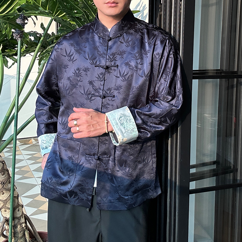 三重门外套中式对襟口袋男装复古