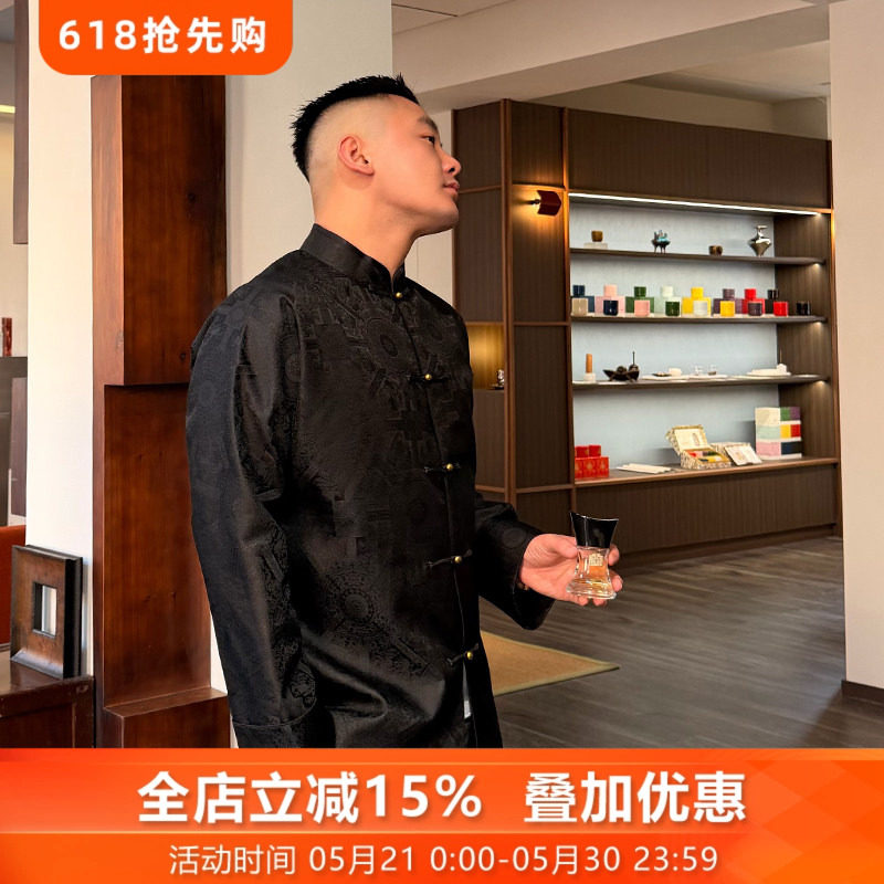 桑蚕丝高端中国风盘扣黑色经典