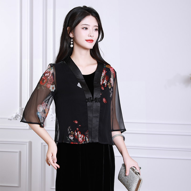 复古真丝外套夏季防晒衣