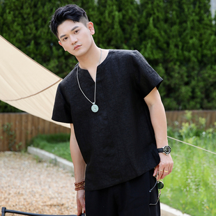 高端品牌短袖 闻说 上衣 新中式 夏季 三重门2026香云纱复古唐装 男款