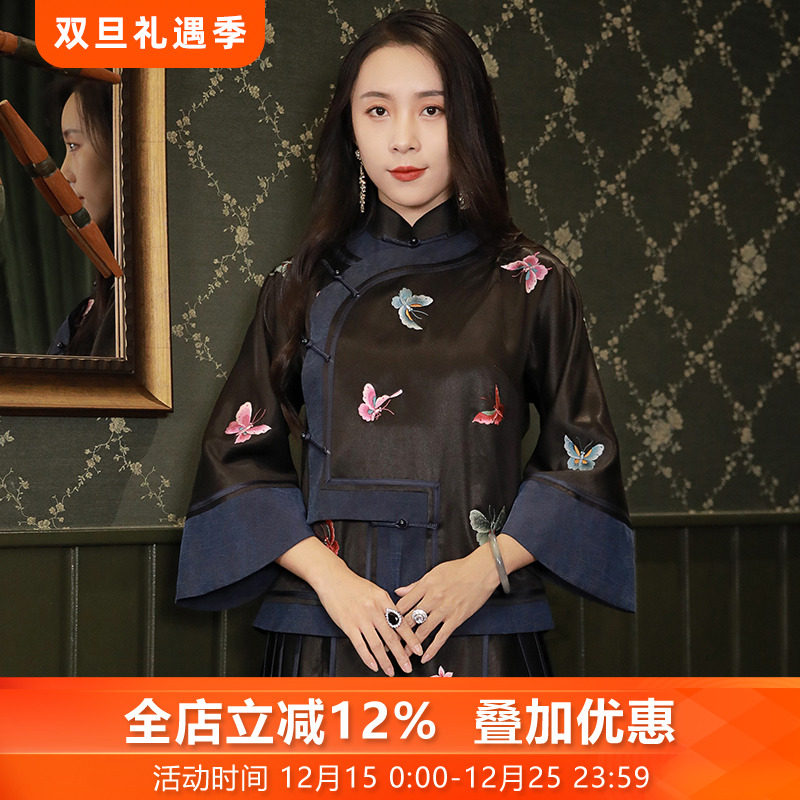 三重门蚕丝2025年秋季复古唐装