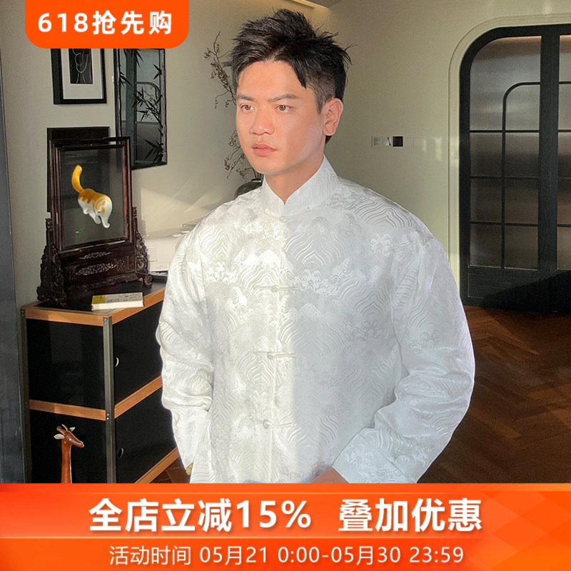 皓月*三重门秋冬新款真丝桑蚕丝中式唐装外套日常对襟复古中国风