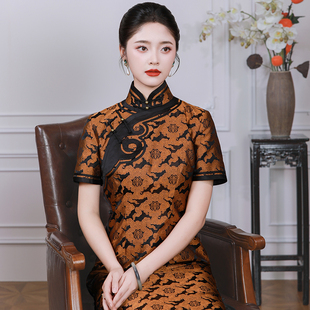 非遗35姆米真丝宋锦高端定制旗袍中国风女 福云三重门夏天气质中式