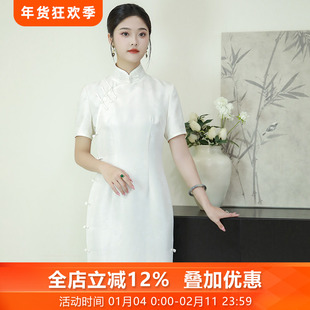 冰清雅洁*三重门经典正绢真丝日常可穿素雅盘扣精致旗袍复古民国