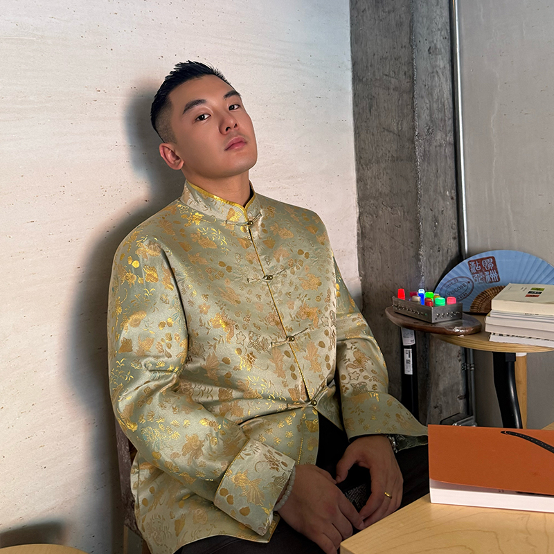 金游三重门春夏非遗正宗织金宋锦新中式夹克唐装夹克外套盘扣男士