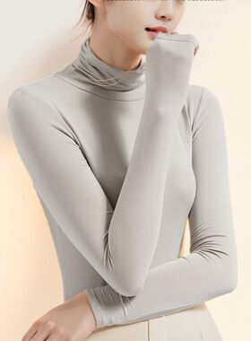 欧洲站秋款长袖T恤女纯色高领莫代尔打底衫女秋上衣F325A气质优雅