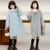 2025女童双面羊绒大衣新款 儿童可爱蝴蝶结双面穿双面呢羊毛大衣