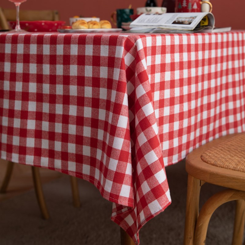 2023新款红色格子桌布茶几客厅卧室网红布艺长方形露营摆摊饭桌布