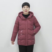 中老年妈妈羽绒服外套冬中长款 连帽2025新款 羽绒袄55岁女保暖休闲
