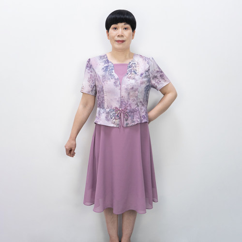 中年妈妈夏装连衣裙时尚假两件裙