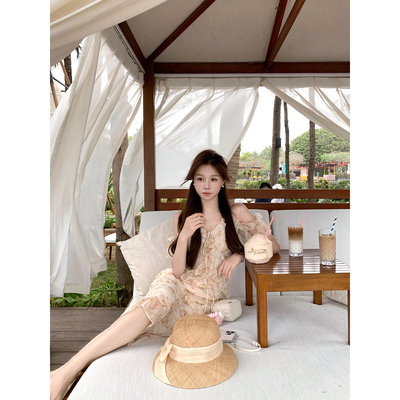 许许然Madeleine碎花吊带连衣裙