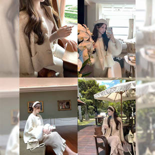 许许然Madeleine【羊毛卷卷】狐狸毛袖口 贵气羊毛斗篷型毛呢外套