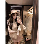 许许然Madeleine 毛茸茸真皮100狐狸毛皮草外套马甲 爱尔兰初雪