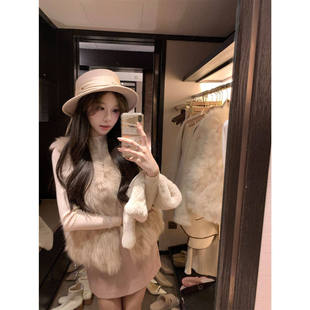 许许然Madeleine【爱尔兰初雪】毛茸茸真皮100狐狸毛皮草外套马甲