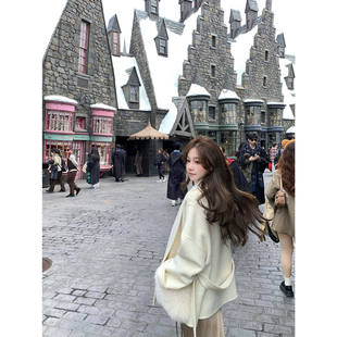 许许然Madeleine【冬日千金】真狐狸毛口袋 羊毛双面呢外套大衣