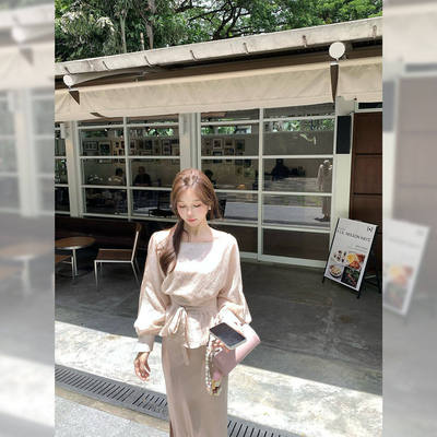 【韩系千金】长袖系带上衣