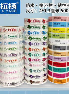 厨师号码贴纸后厨上菜顺序标签请您品鉴厨师编号1-12数字贴不干胶