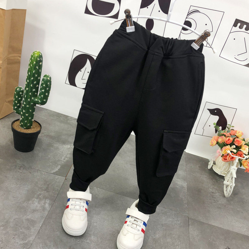 儿童裤子男2025新款小童黑色宽松哈伦裤男童洋气春秋韩版休闲裤潮