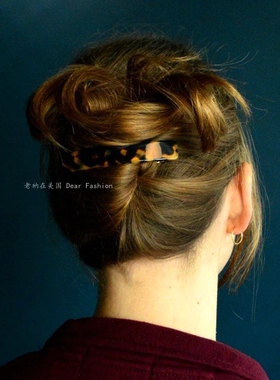 现货/章小蕙Camila Paris法国发夹法式优雅黑色盘发插梳子7.5cm