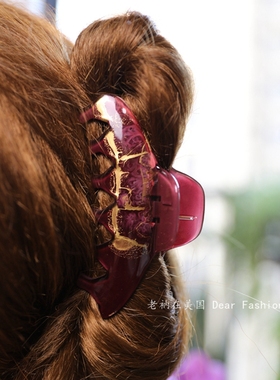 现货章小蕙Camila Paris法国高级法式醋酸紫色抓夹气质复古鲨鱼夹