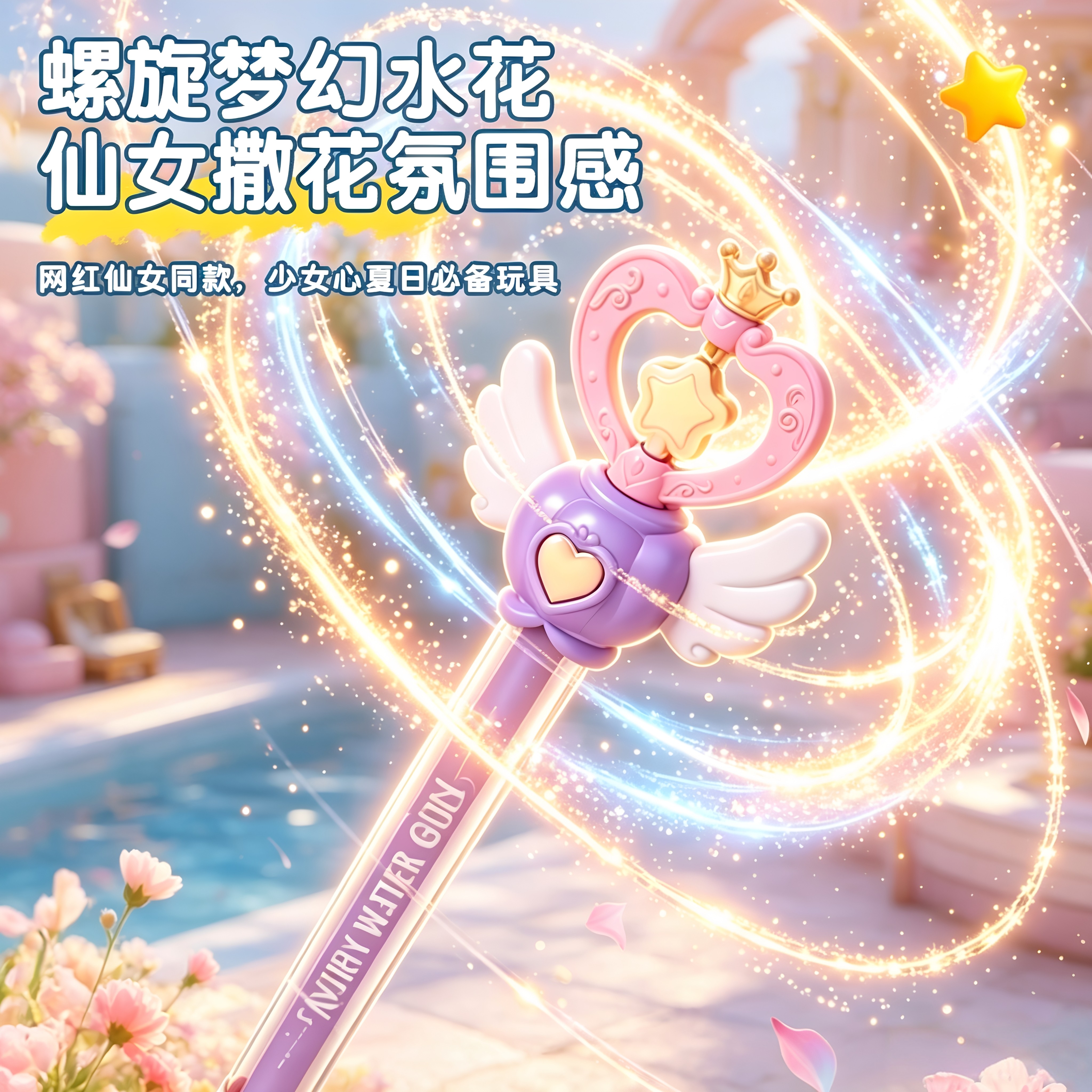 小魔仙手持螺旋魔法棒水枪