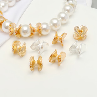 14K包金保色裙摆双面珠托隔珠diy银色手工饰品手链项链散珠配件