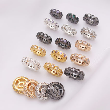 18K包金保色镶嵌锆石14K跑环隔珠圈圈串珠diy手链项链耳饰品配件